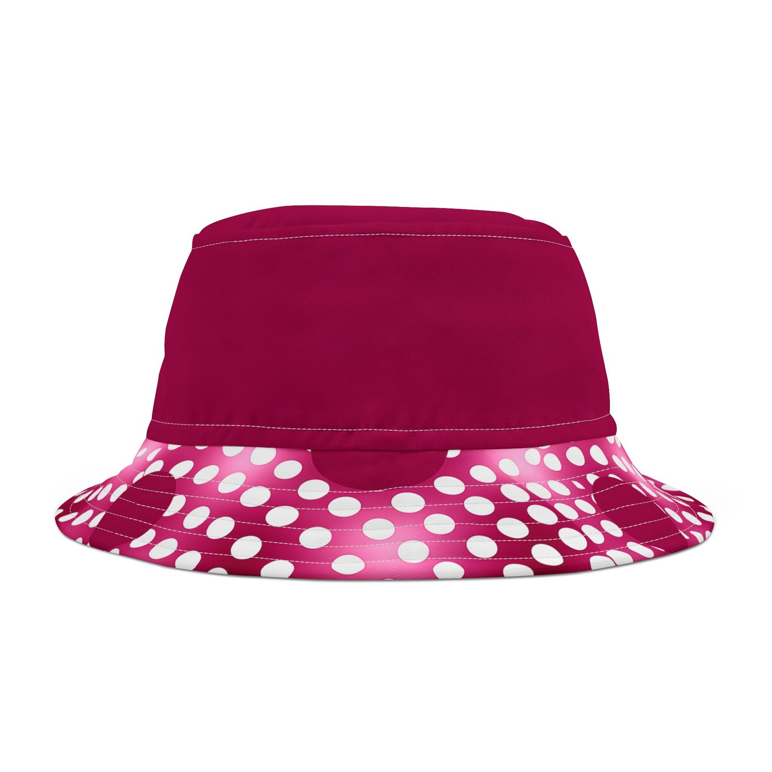 Pink Snowballs in Abstract Polka Dots Vibrant Bucket Hat