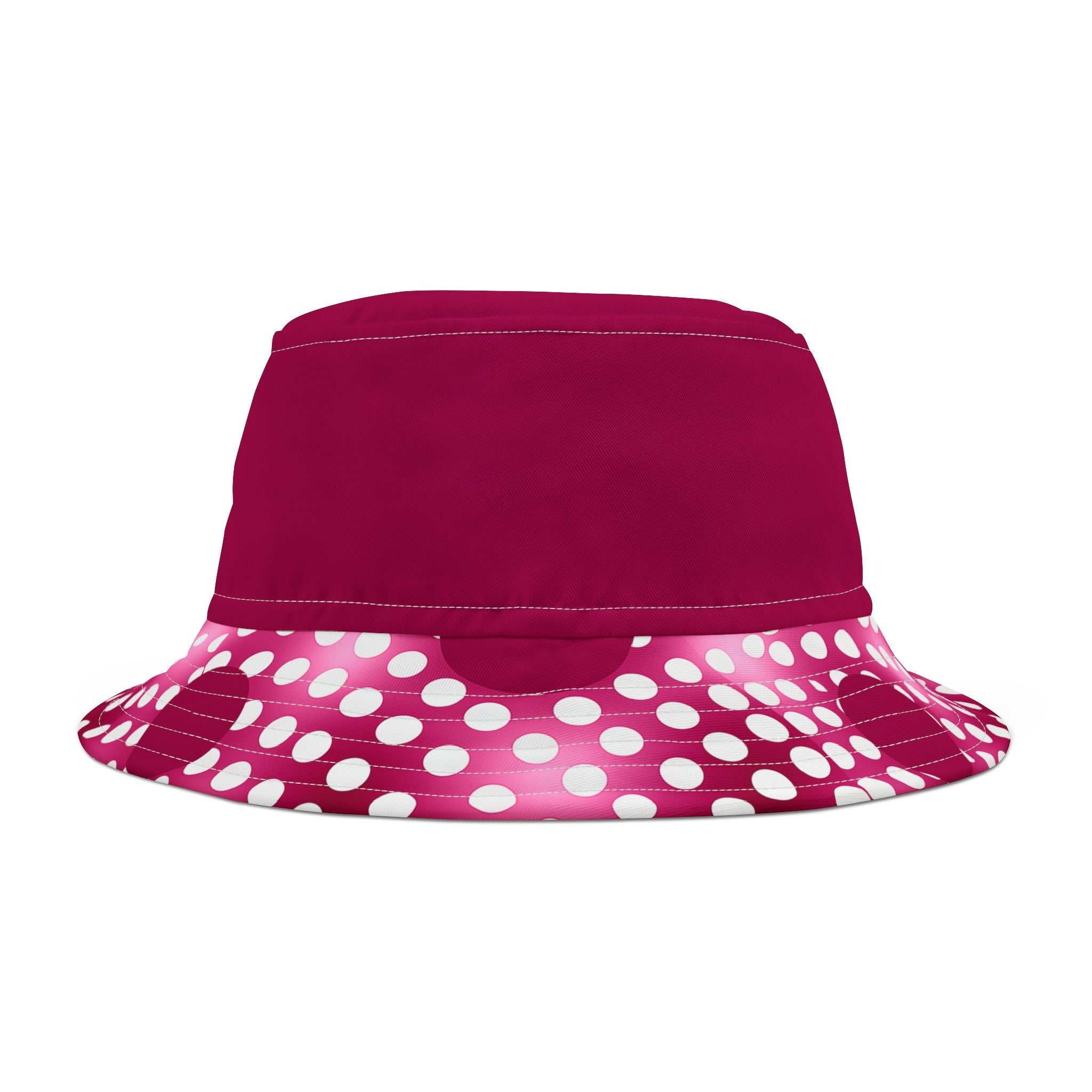 Pink Snowballs in Abstract Polka Dots Vibrant Bucket Hat