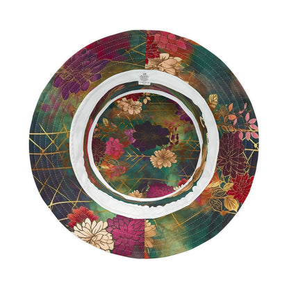 Chiyogami Green Mountain Asian Floral Vibrant Bucket Hat