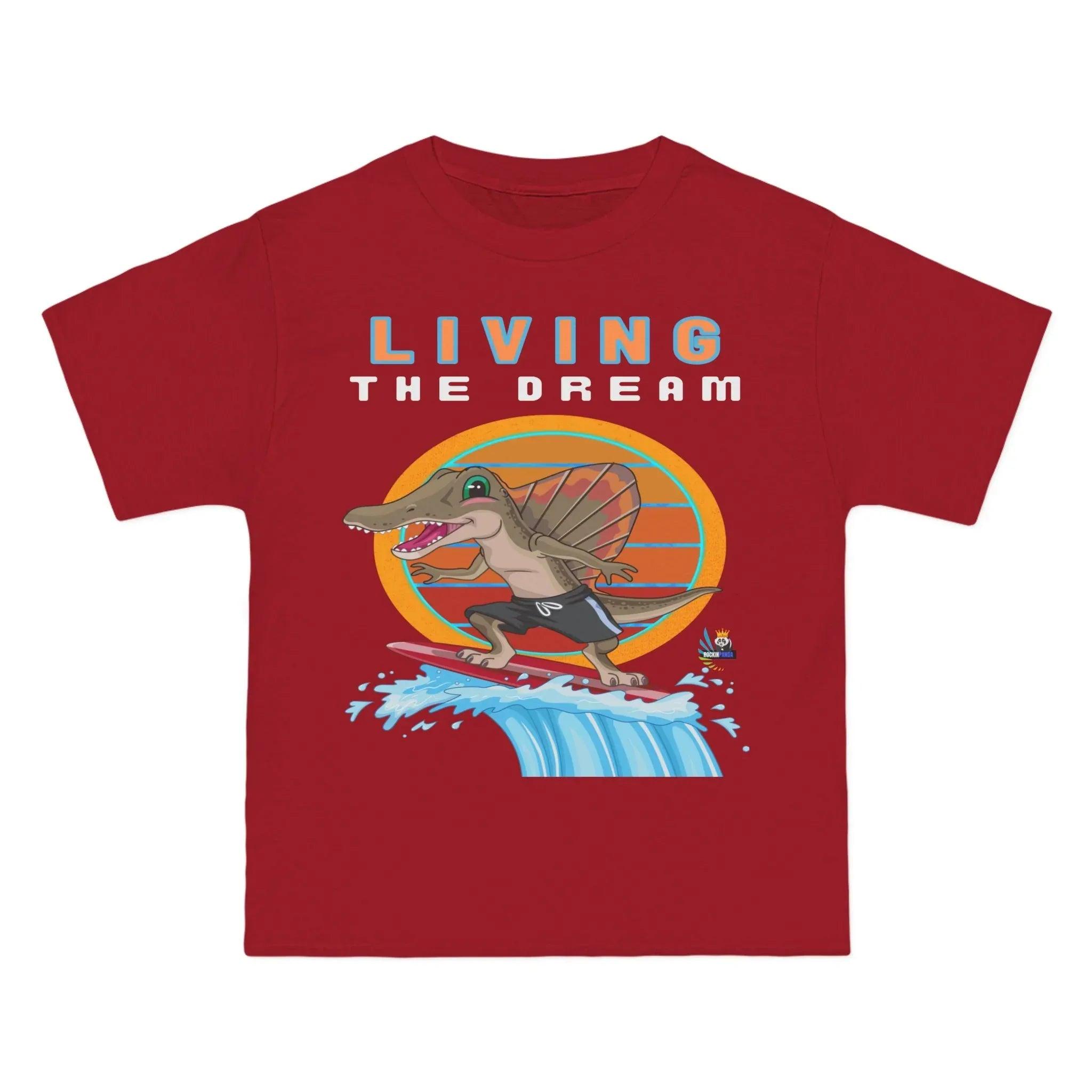 Living the Dream Dinosaur Surfer Heavyweight Tee
