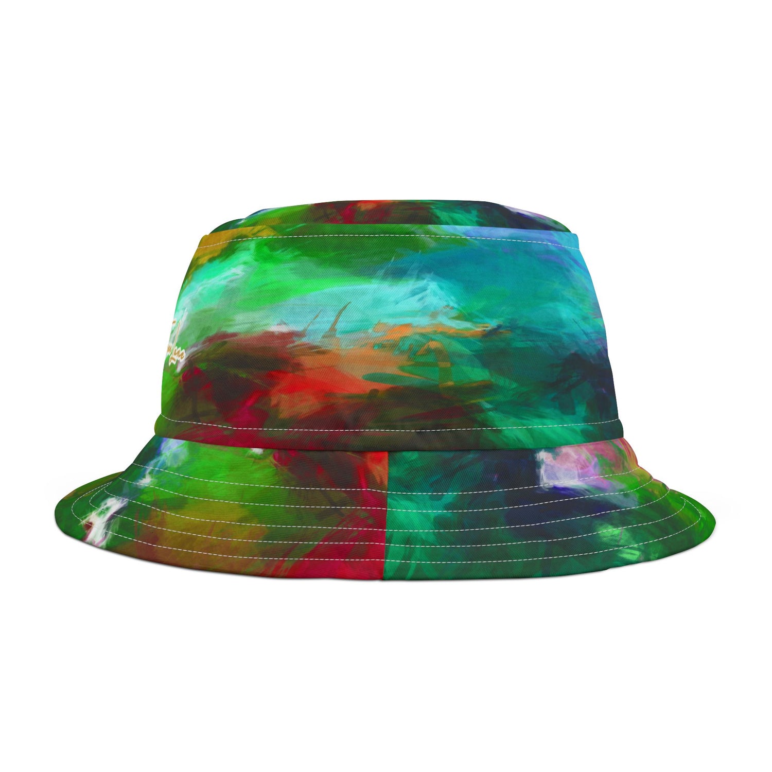 Green Abstract Colorblock Brushstrokes Vibrant Bucket Hat