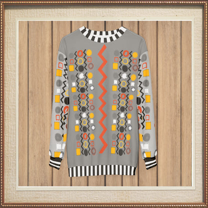 Black Stripe and Bright Geometric in Grey Unisex Sweatshirt (Gold Label)