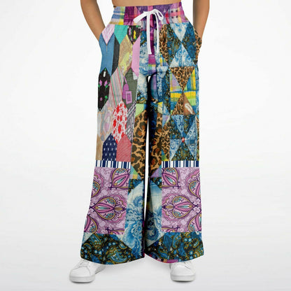 Gypsy Queen Juxtapose Purple Patchwork Quilt Eco-Poly Wide Leg Pants