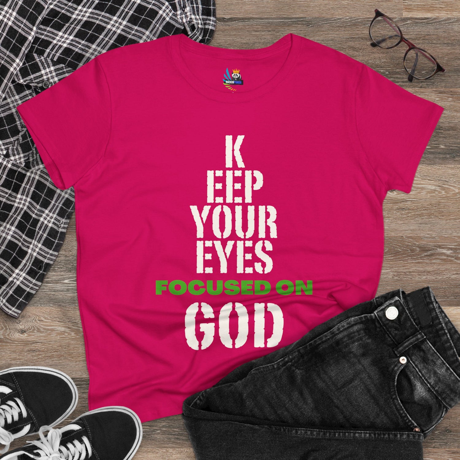 Keep Your Eyes Focused on God  Midweight Cotton Tee - Faith Based Tee