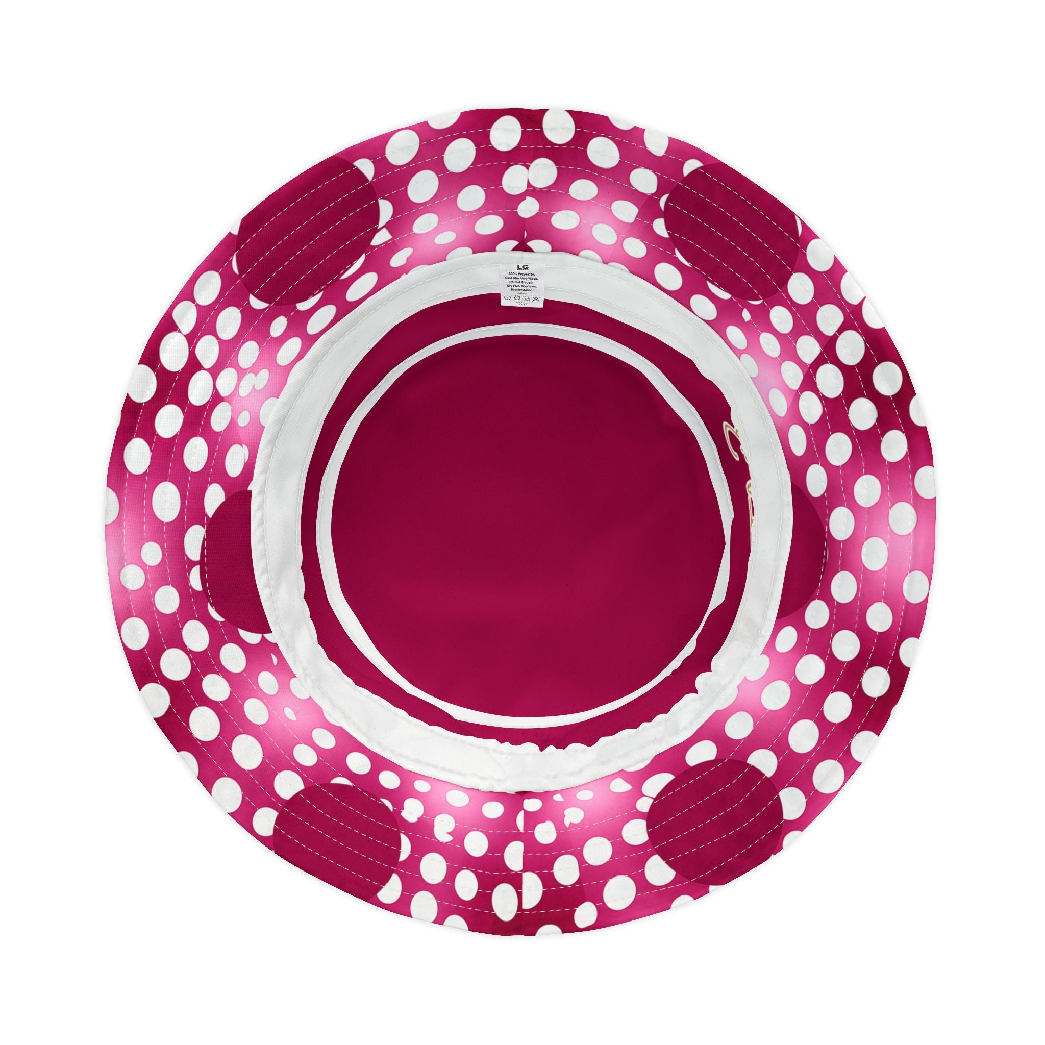 Pink Snowballs in Abstract Polka Dots Vibrant Bucket Hat