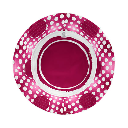Pink Snowballs in Abstract Polka Dots Vibrant Bucket Hat