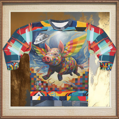When Pigs Fly Home Abstract Plaid Unisex Sweatshirt (Gold Label)