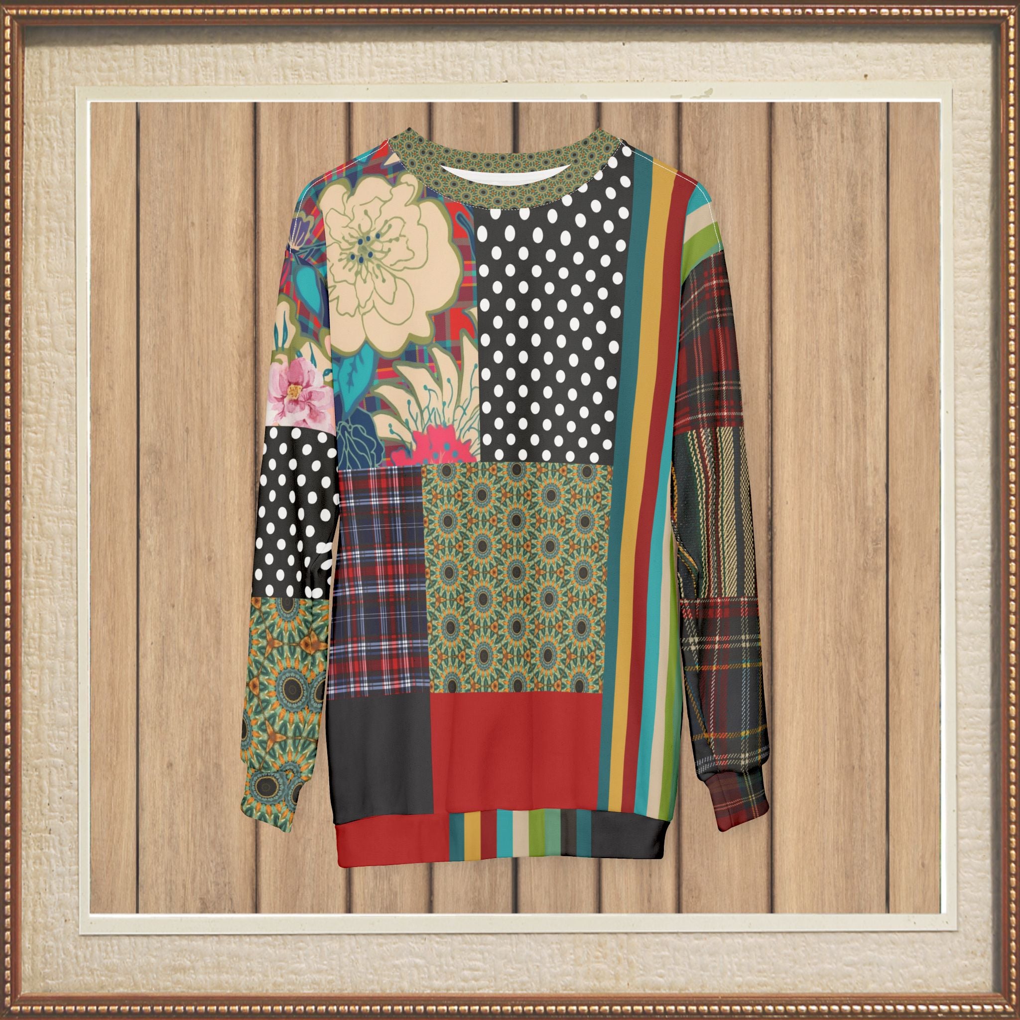 Plaid About Flowers Patchwork Unisex Sweatshirt (Gold Label)