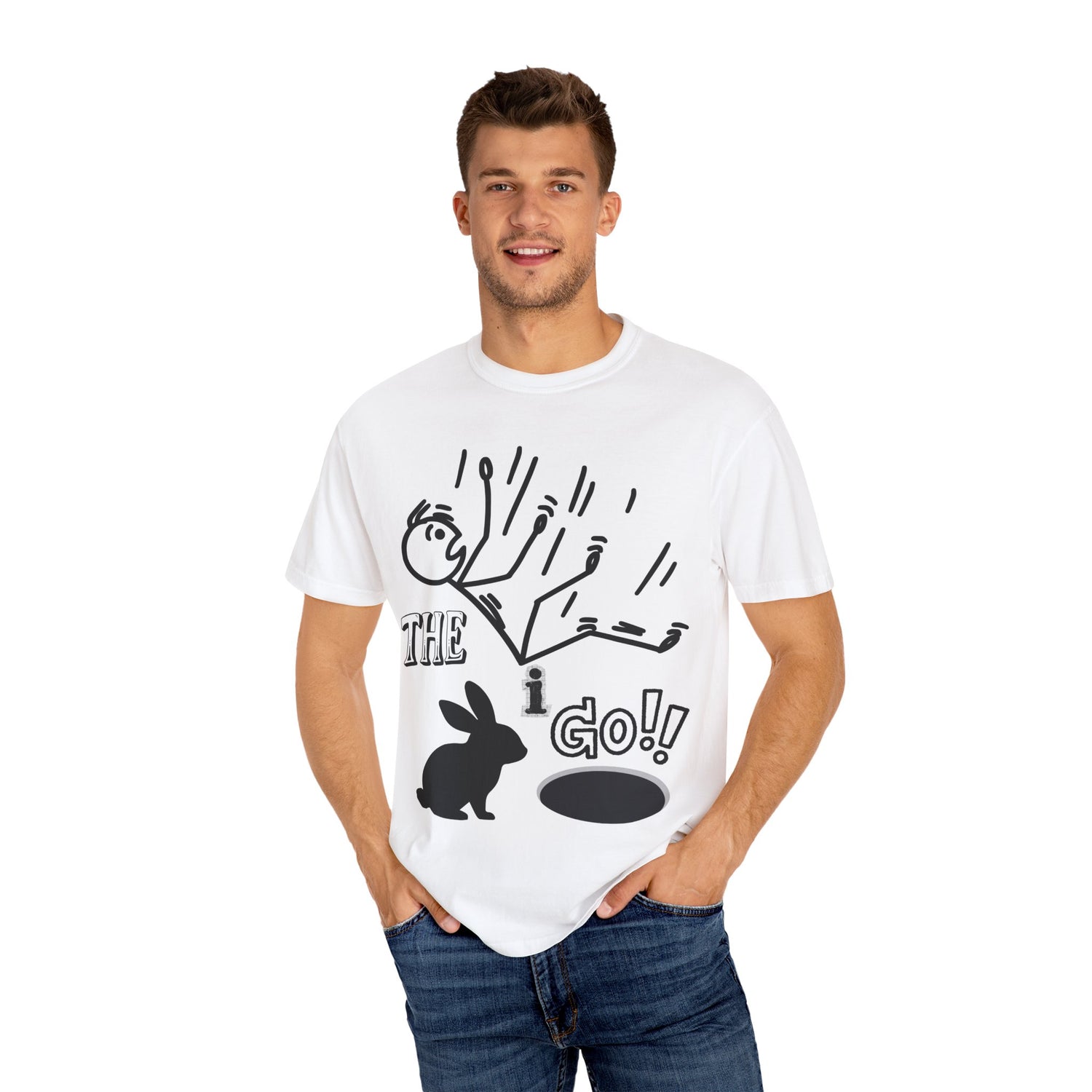 Down the Rabbit Hole I Go!!!! Unisex Garment-Dyed T-shirt