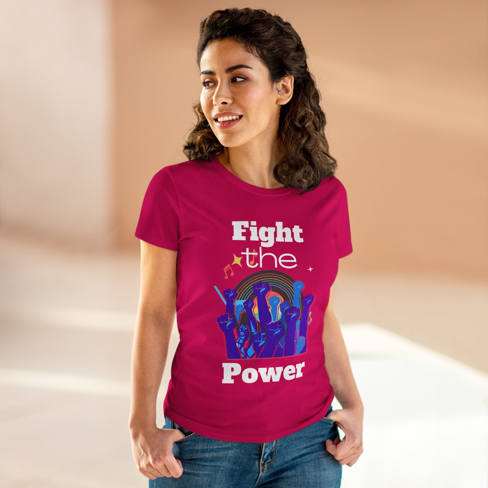 T-Shirt - Fight the Power Hands Raised High Graphic Women&