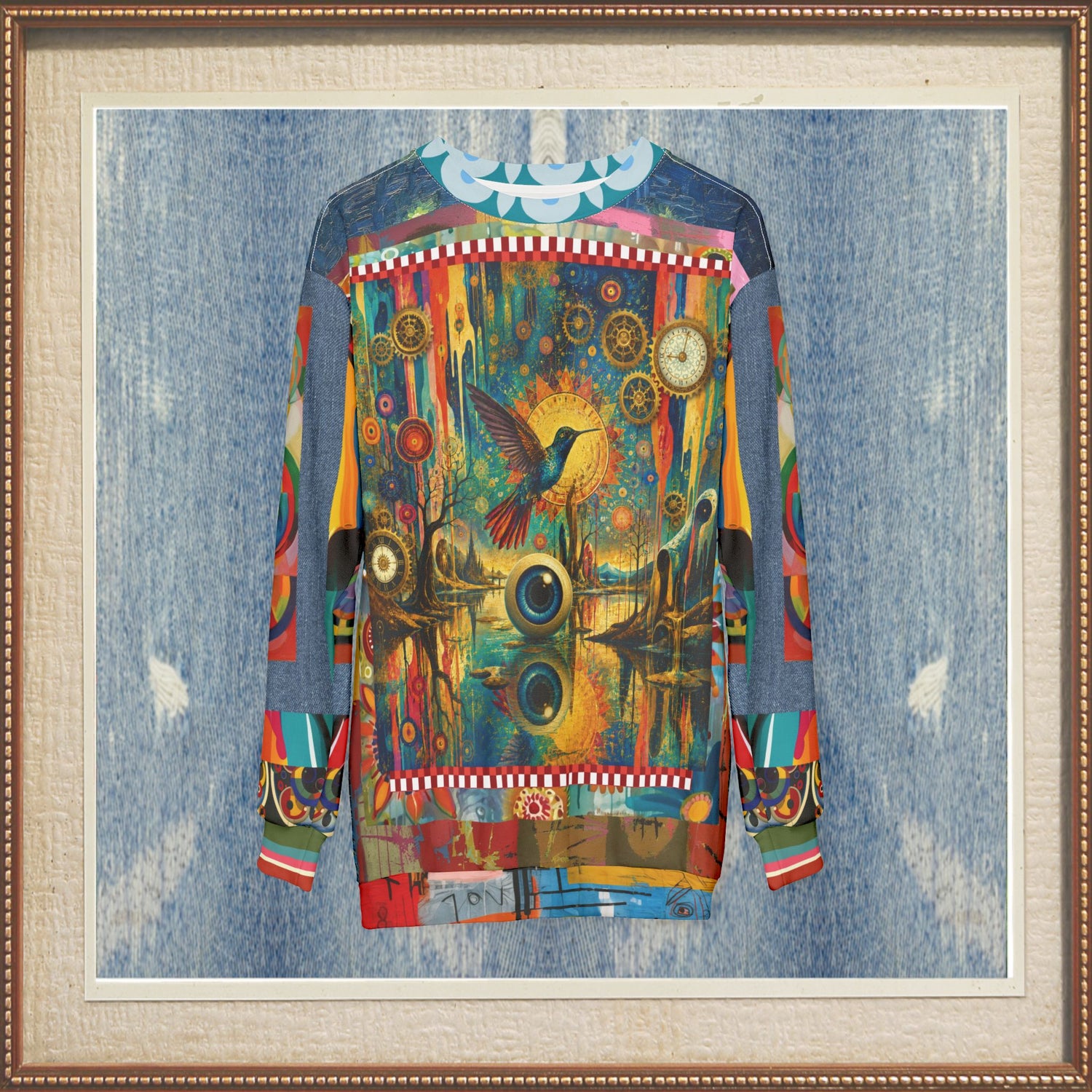 Psychedelic Hummingbird of the Glowing Lake Unisex Sweatshirt (Gold Label)