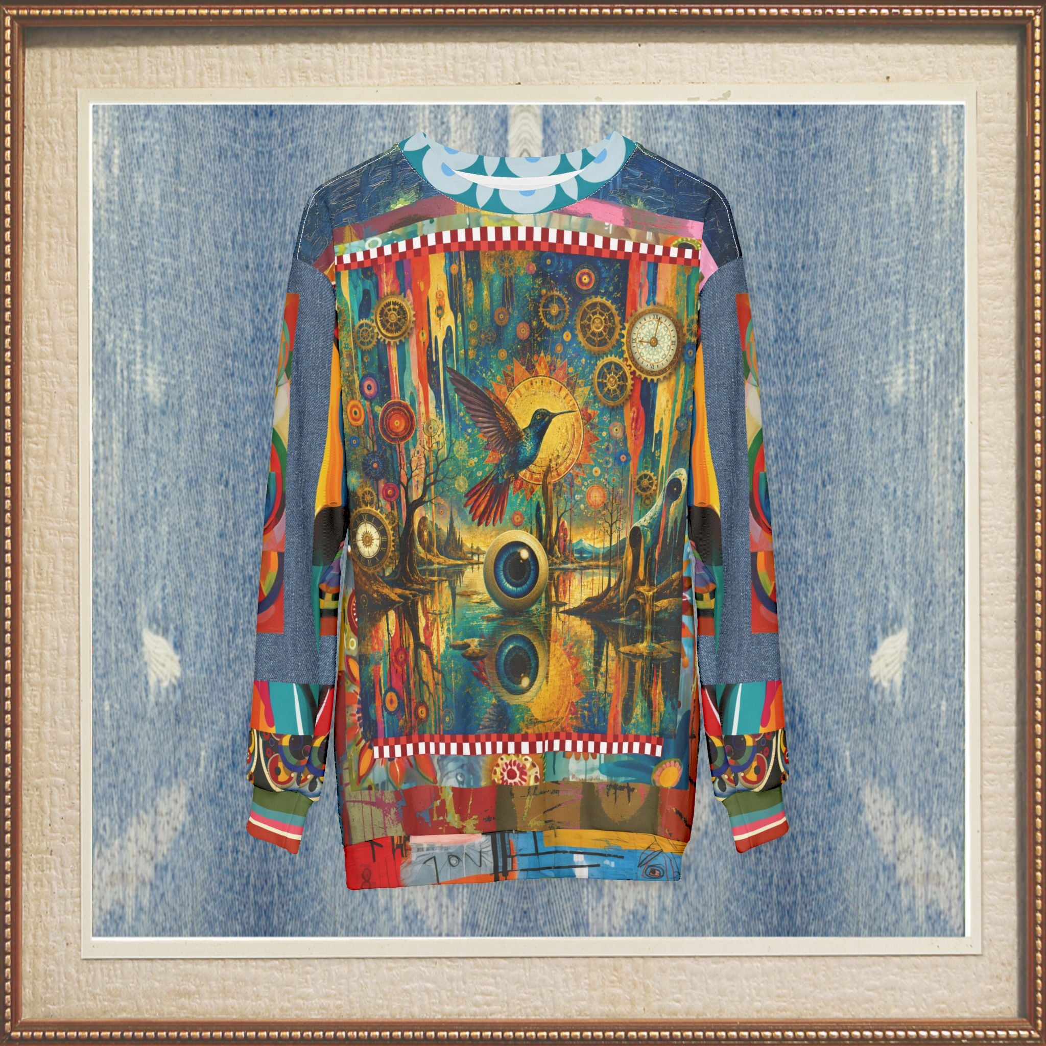 Psychedelic Hummingbird of the Glowing Lake Unisex Sweatshirt (Gold Label)