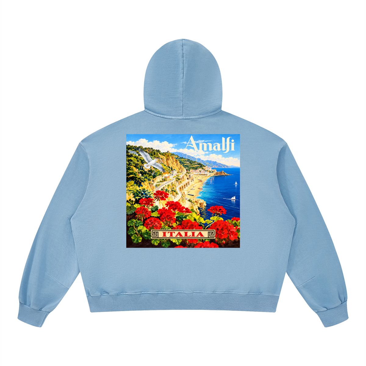 Amalfi in Springtime Unisex Boxy Vintage Washed Hoodie