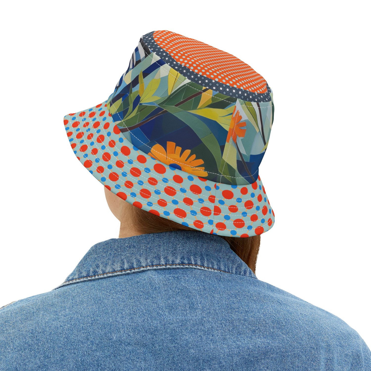 Sunshine and Butterflies in Stripes and Dots Vibrant Bucket Hat