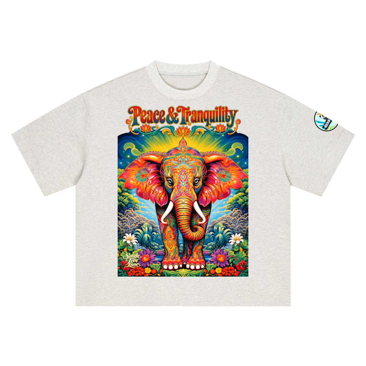 Peace &amp; Tranquility Elephant Boxy Oversized Unisex T-Shirt