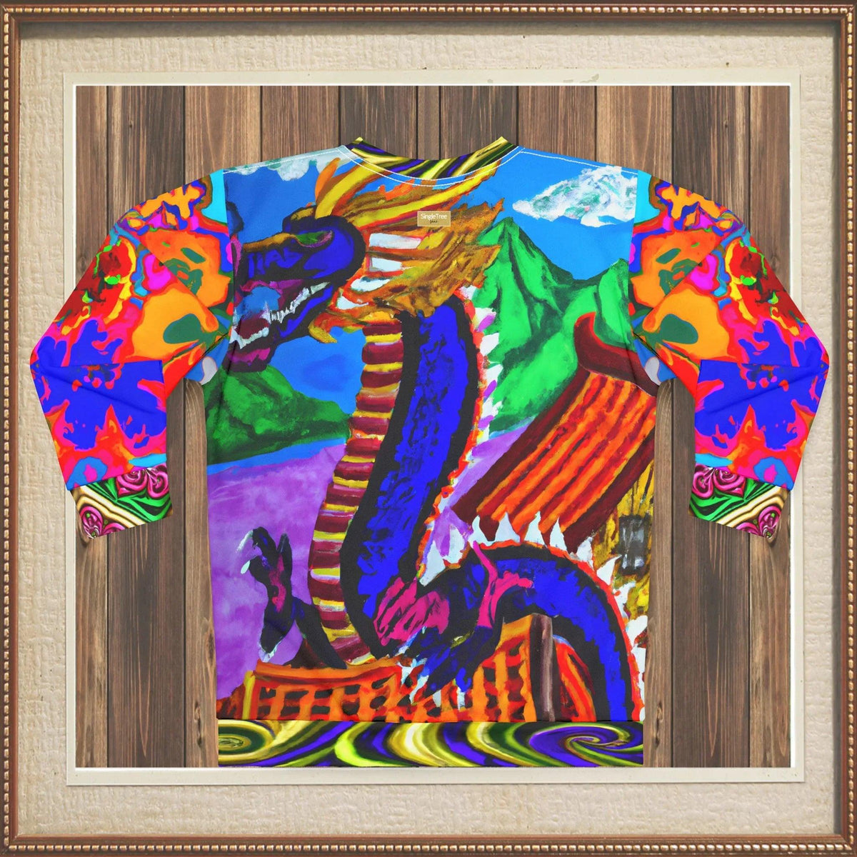 Dragon Temple Asian Art Unisex Sweatshirt (Gold Label)