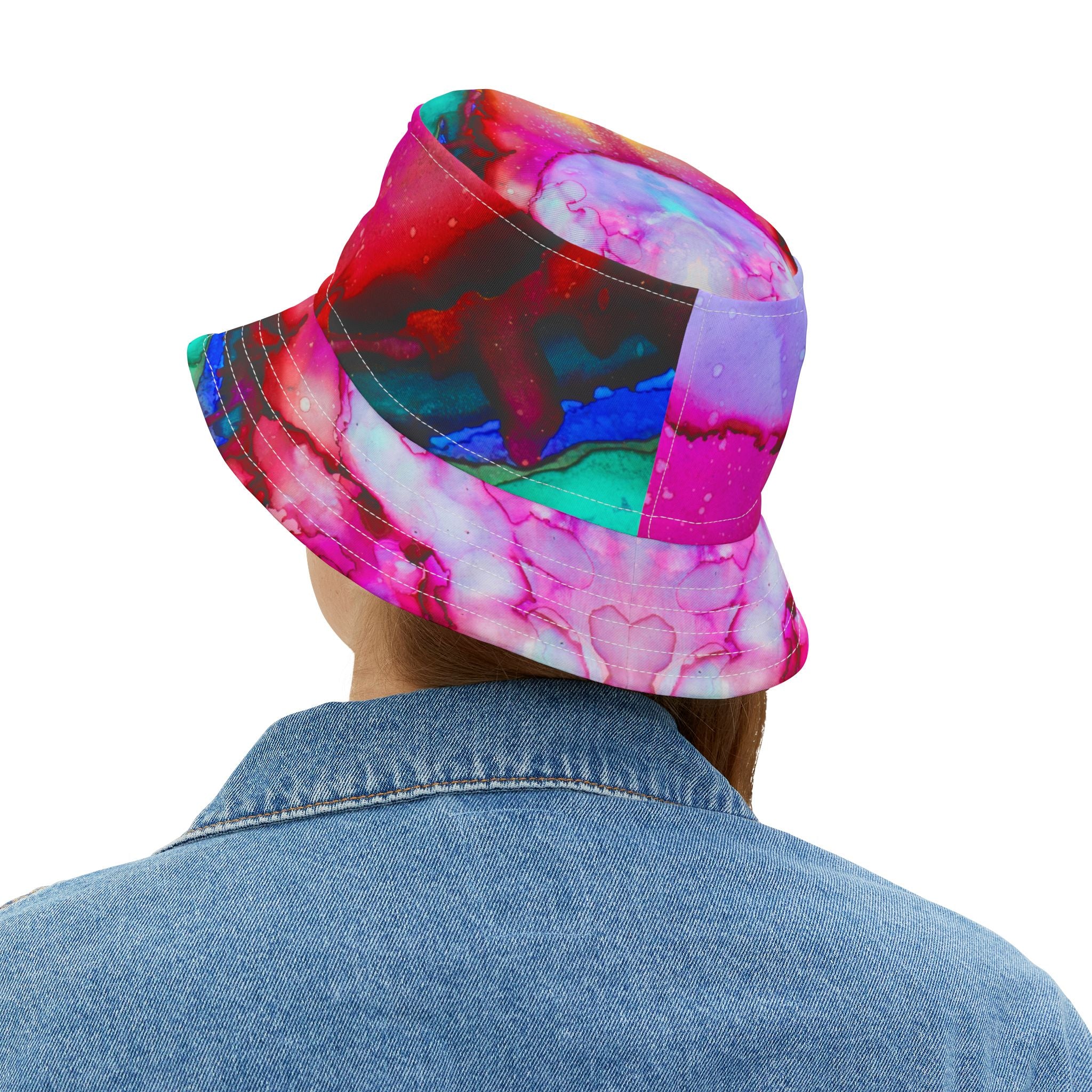 Martian Marble Swirl Abstract Print Vibrant Bucket Hat