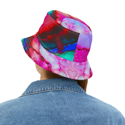 Martian Marble Swirl Abstract Print Vibrant Bucket Hat