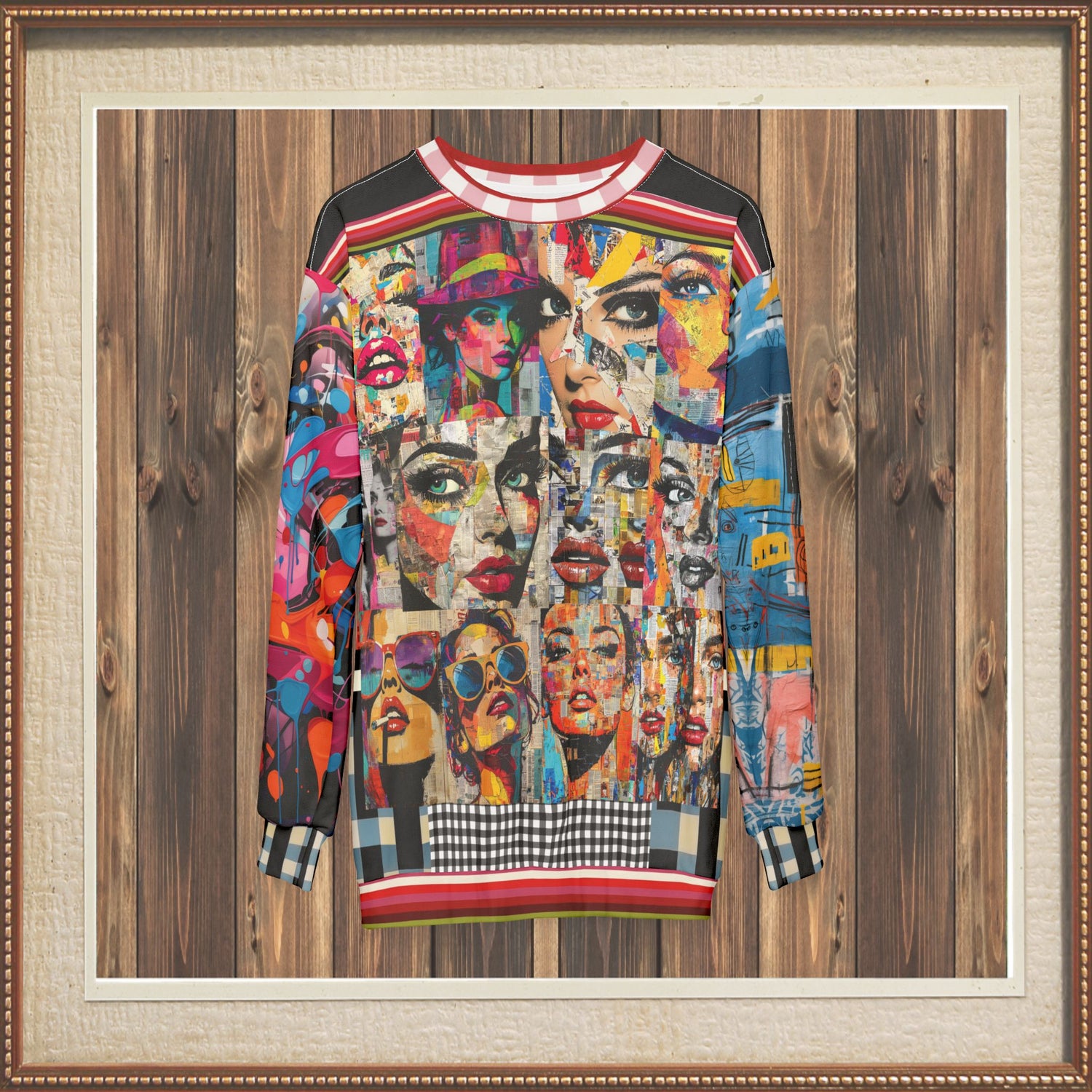 Life in Matchbook Collage Mixed Media Unisex Sweatshirt (Gold Label)