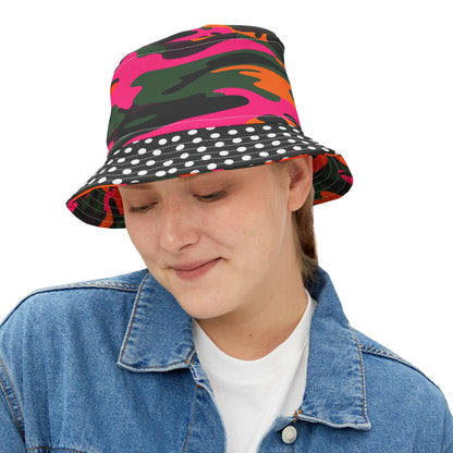 Just a Monday Dayglo Camouflage Polka Dot Vibrant Bucket Hat