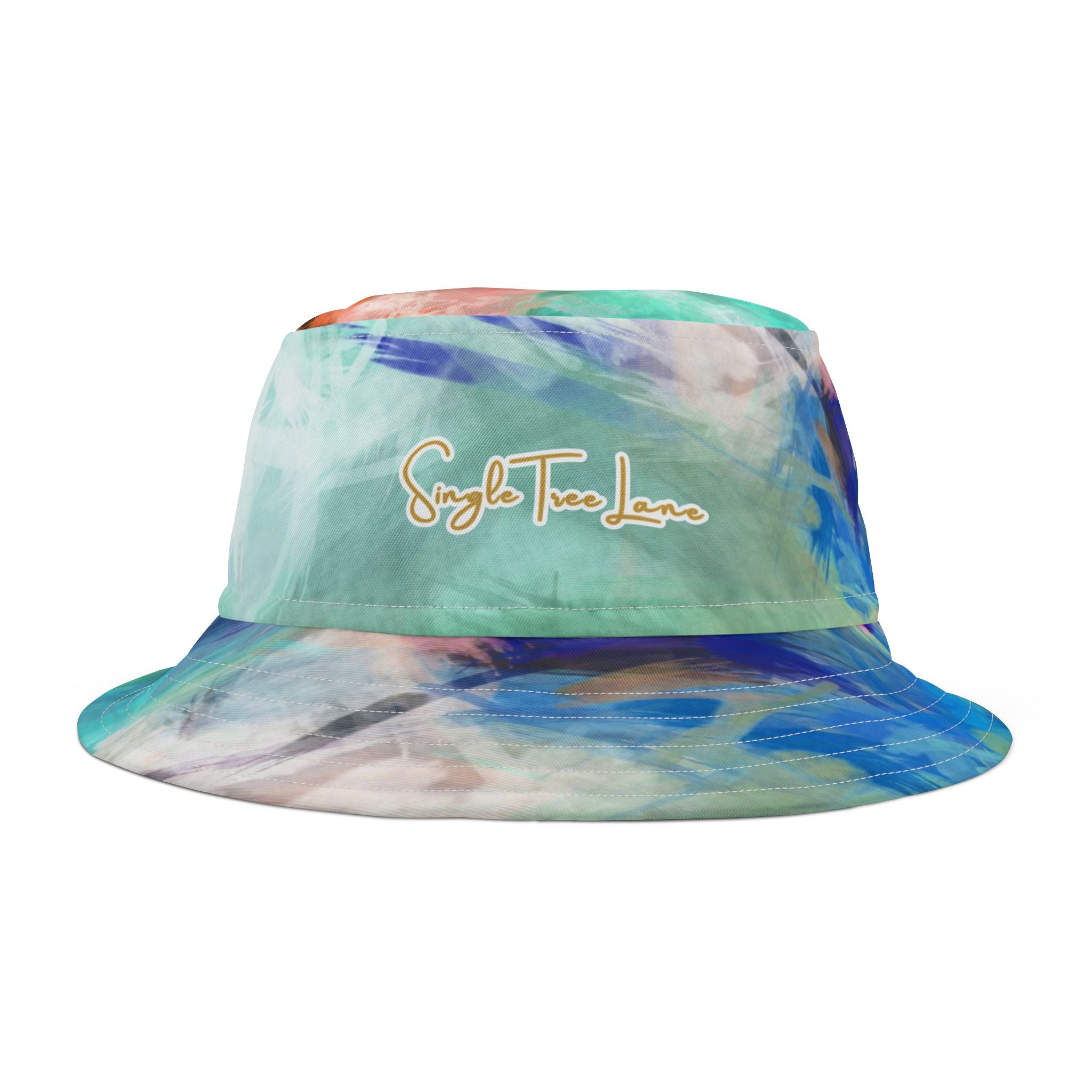 Blue Abstract Colorblock Brushstrokes Vibrant Bucket Hat