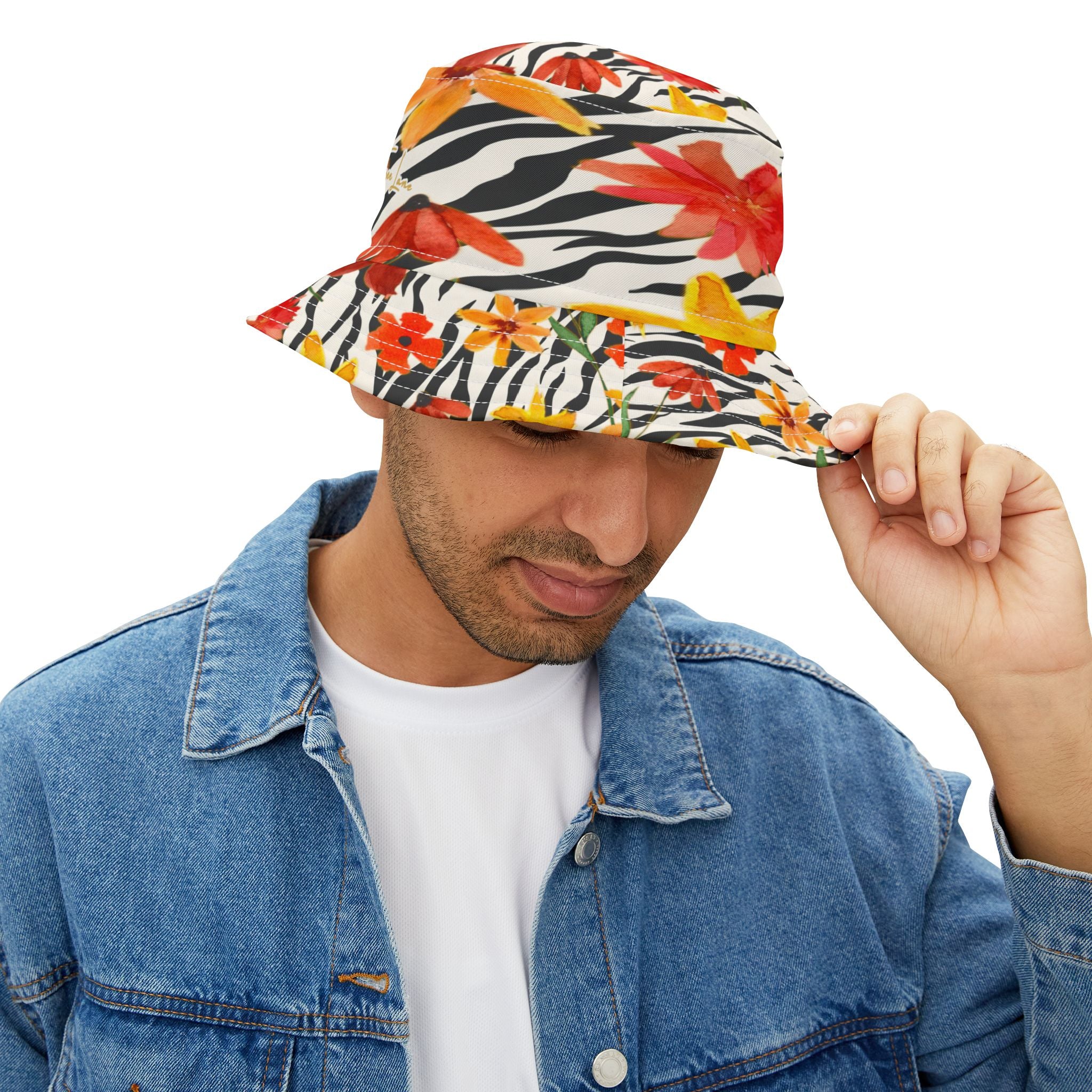 Meet Me in Tangiers Zebra Floral Stripe Vibrant Bucket Hat