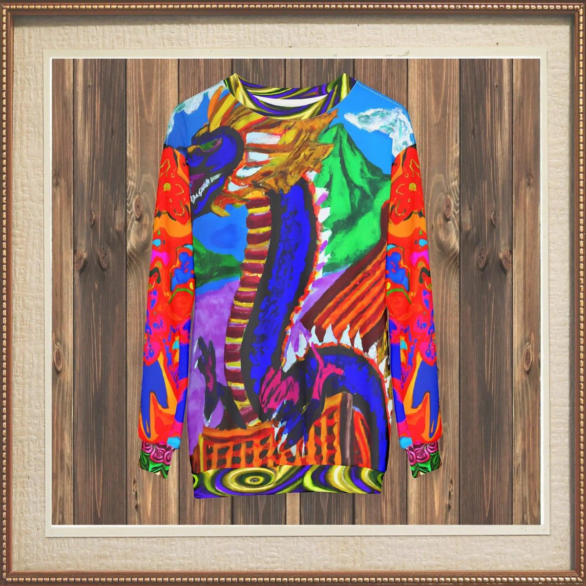 Dragon Temple Asian Art Unisex Sweatshirt (Gold Label)
