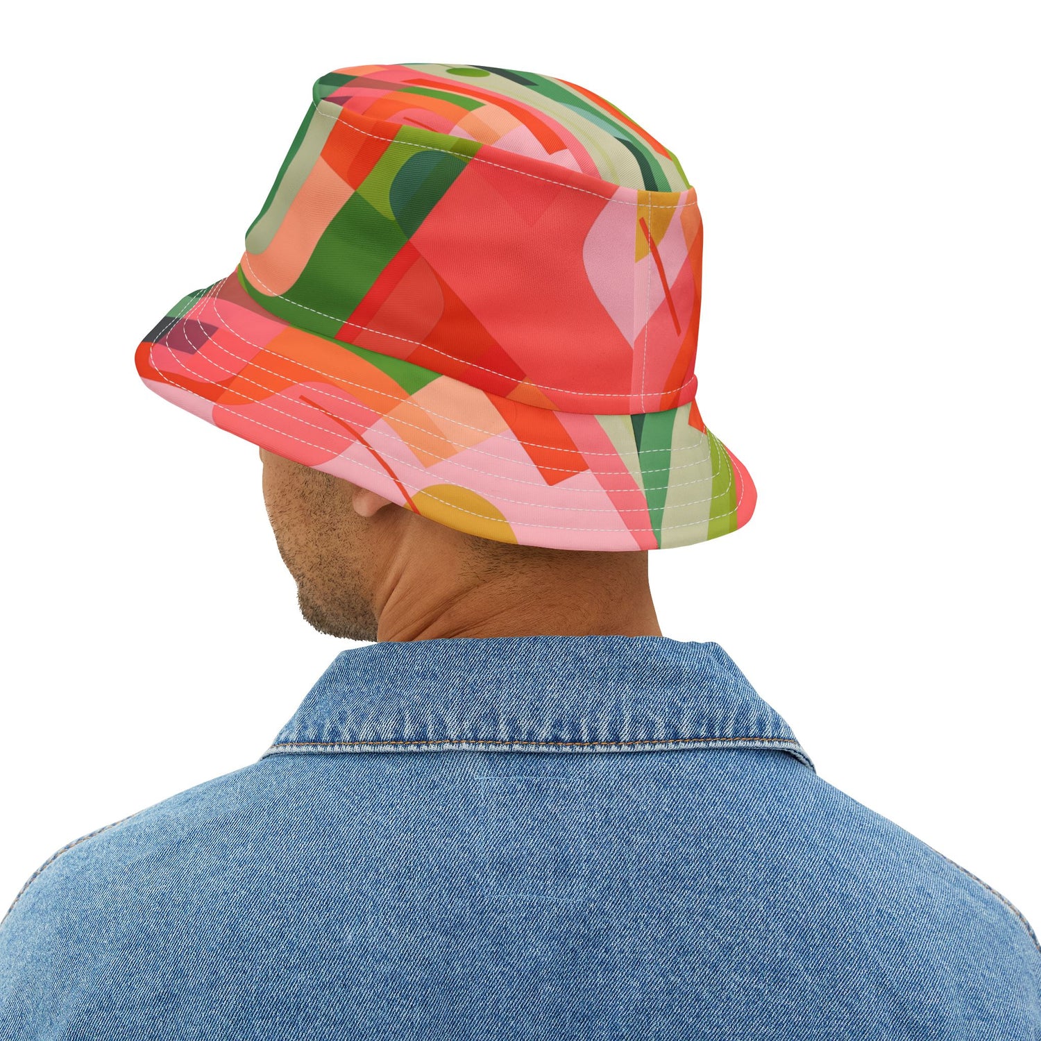 Futuristic Abstract Geo Stripe Vibrant Bucket Hat