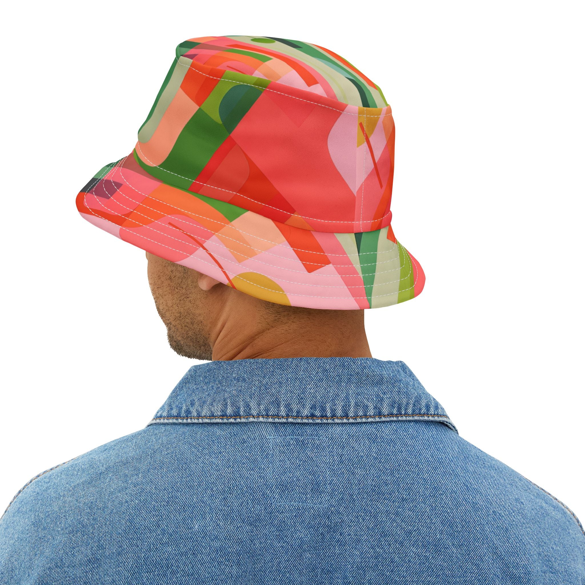 Futuristic Abstract Geo Stripe Vibrant Bucket Hat