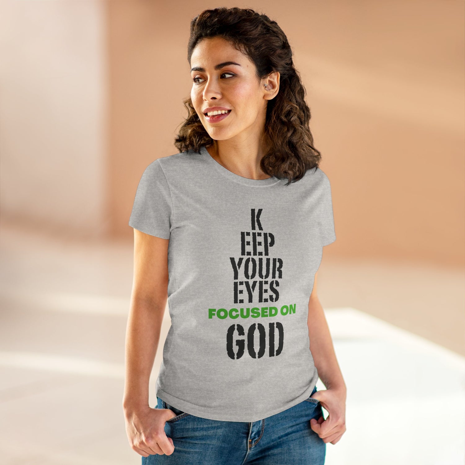 Keep Your Eyes Focused on God  Midweight Cotton Tee - Faith Based Tee