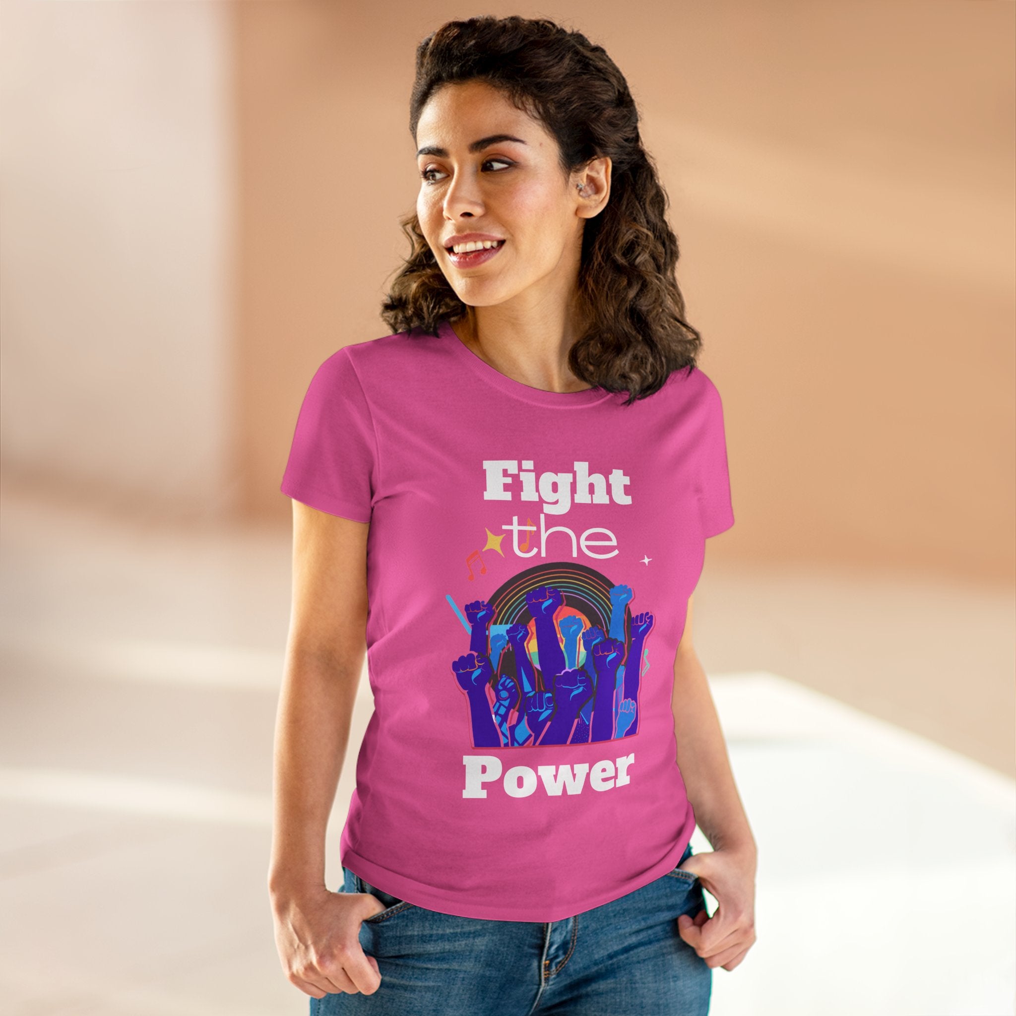 T-Shirt - Fight the Power Hands Raised High Graphic Women&