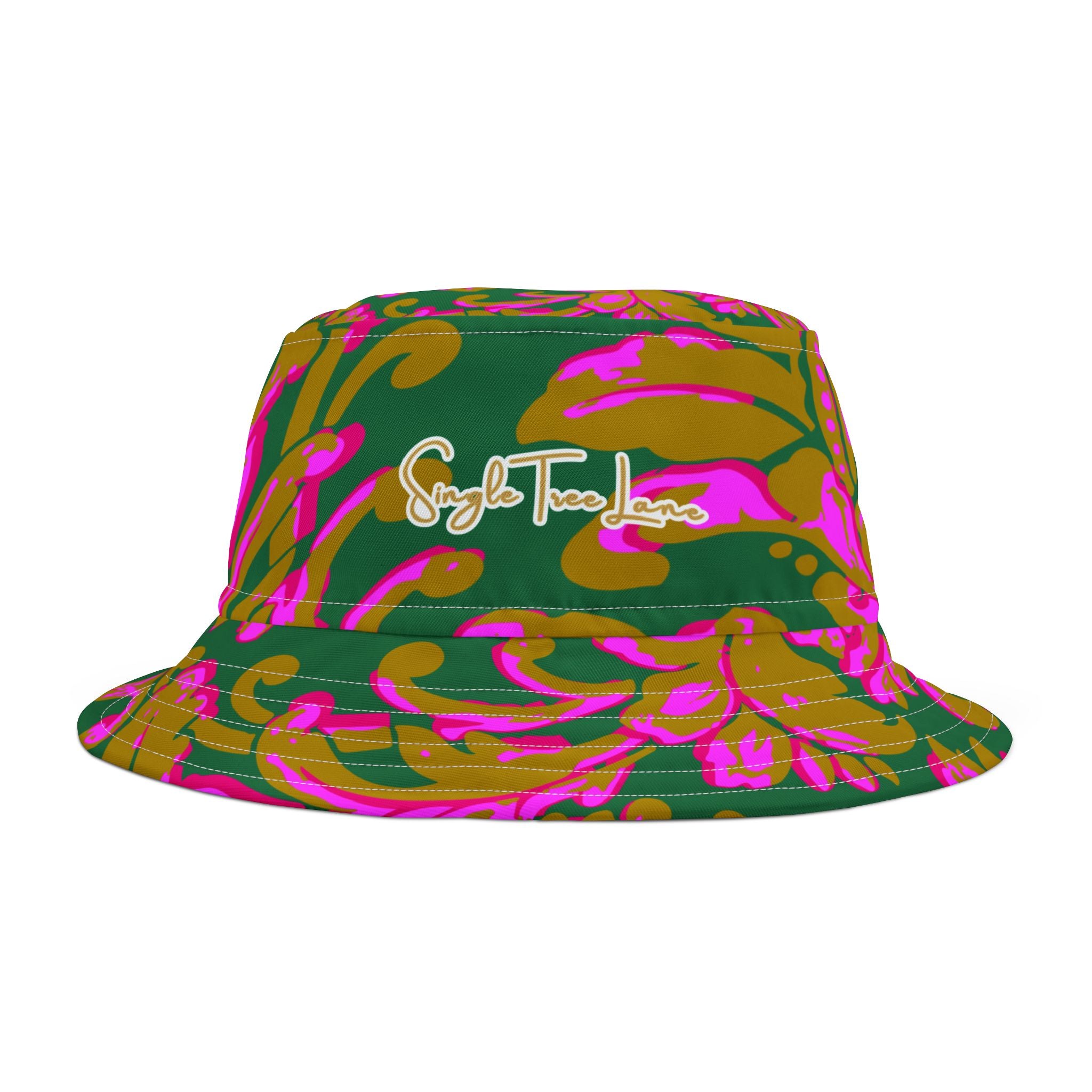 Fleur de Lis in Pink and Green Vibrant Bucket Hat