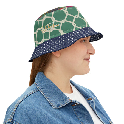 Chained and Confused Green Asian Floral Vibrant Bucket Hat