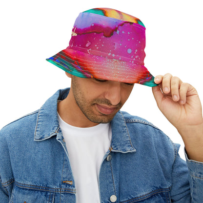 Martian Marble Swirl Abstract Print Vibrant Bucket Hat