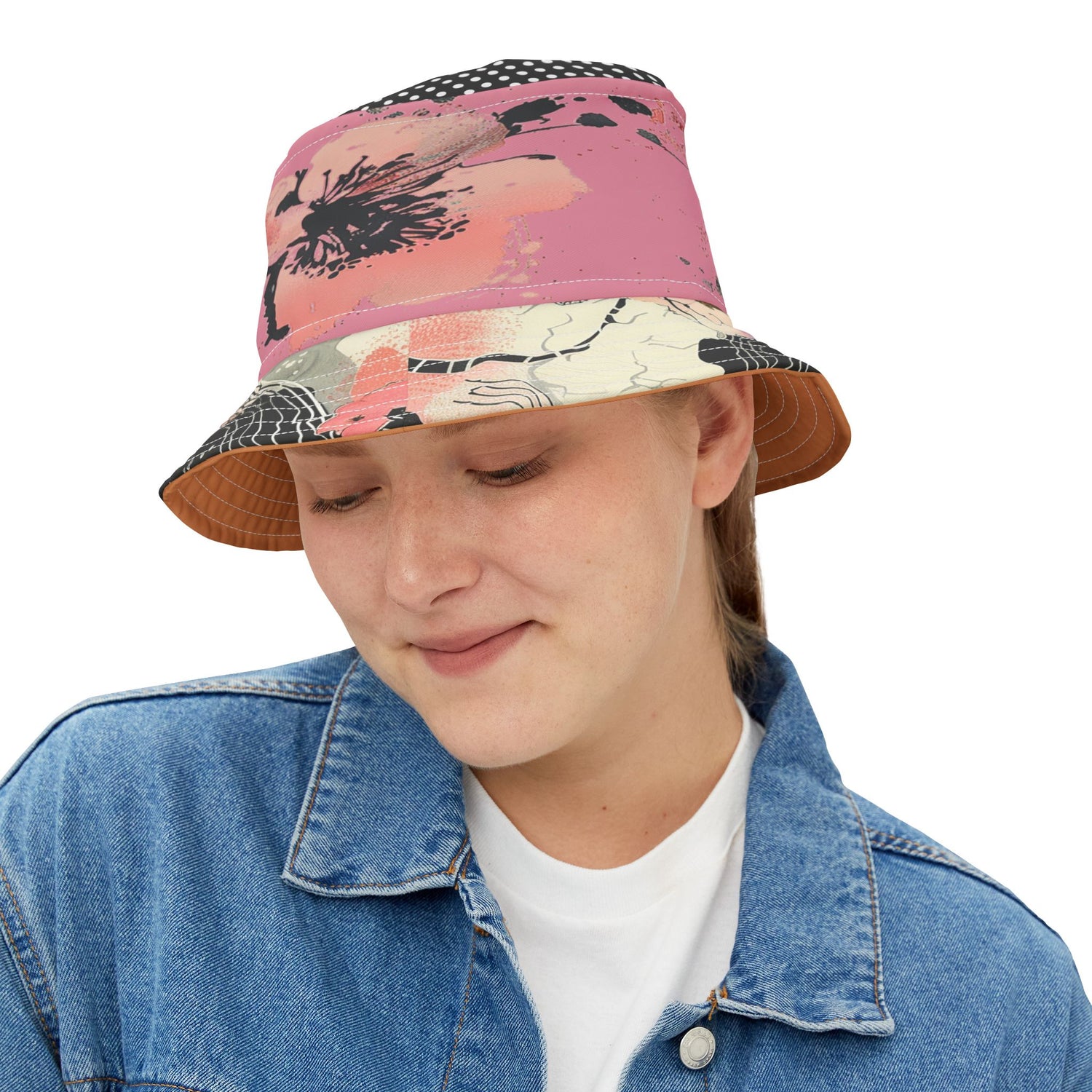 Pink Blush Asian Floral Vibrant Bucket Hat