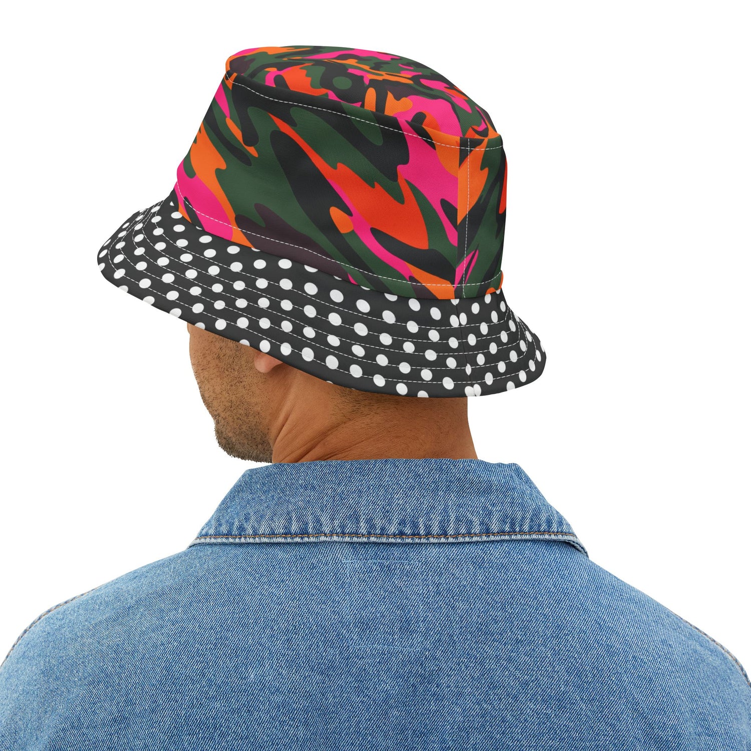 Just a Monday Dayglo Camouflage Polka Dot Vibrant Bucket Hat
