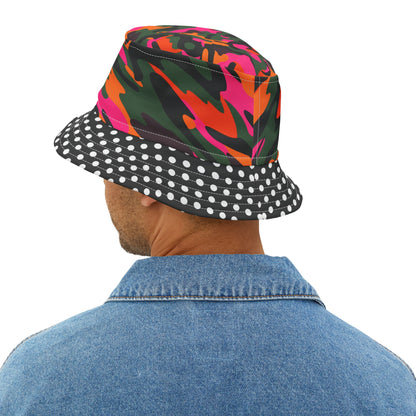 Just a Monday Dayglo Camouflage Polka Dot Vibrant Bucket Hat