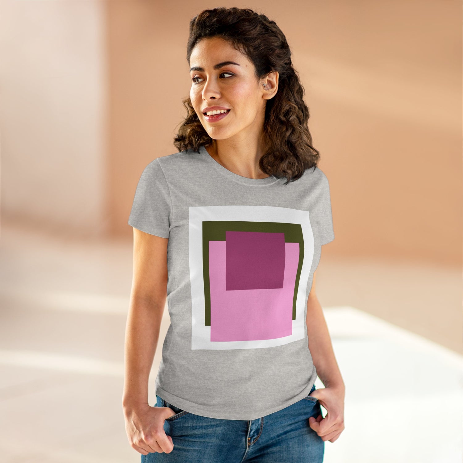 T-Shirt - Pink Rose Granny Quadruple Square Women&