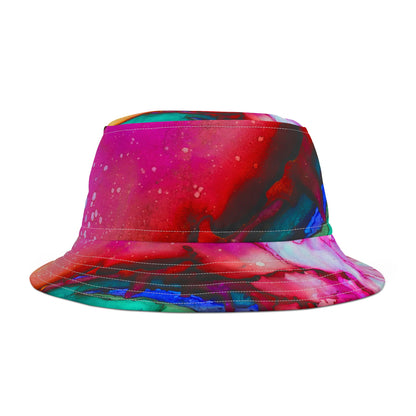 Martian Marble Swirl Abstract Print Vibrant Bucket Hat