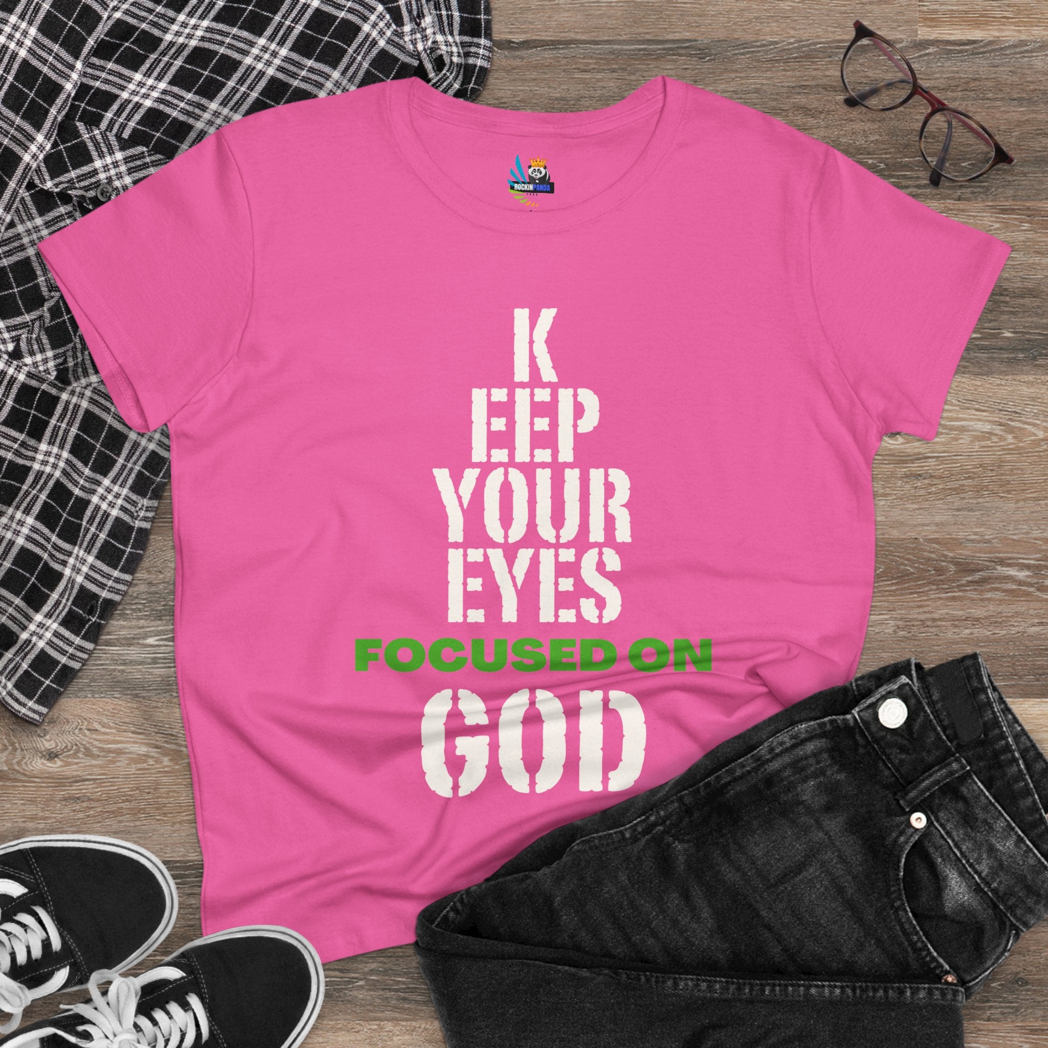 Keep Your Eyes Focused on God  Midweight Cotton Tee - Faith Based Tee