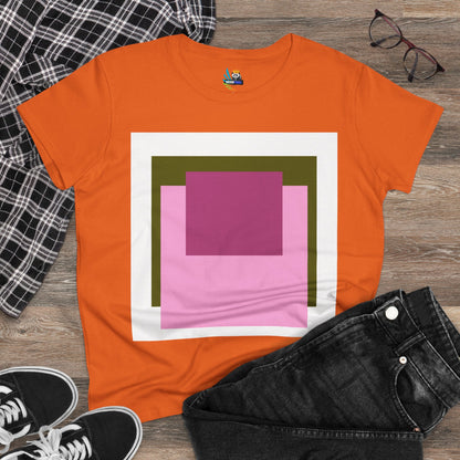 T-Shirt - Pink Rose Granny Quadruple Square Women&