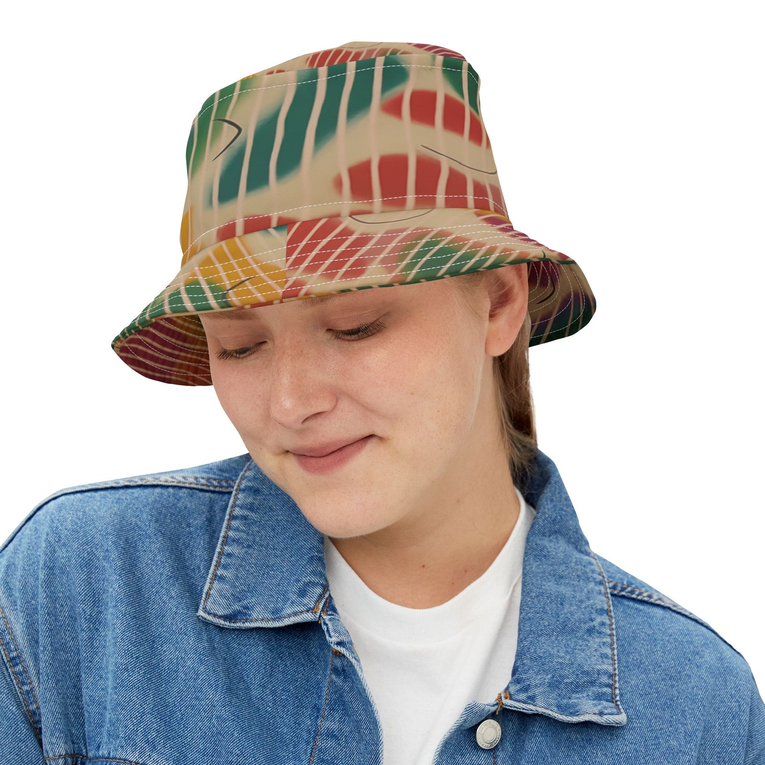 Hippie Groove Abstract Camo Stripe Tie-Dye Vibrant Bucket Hat