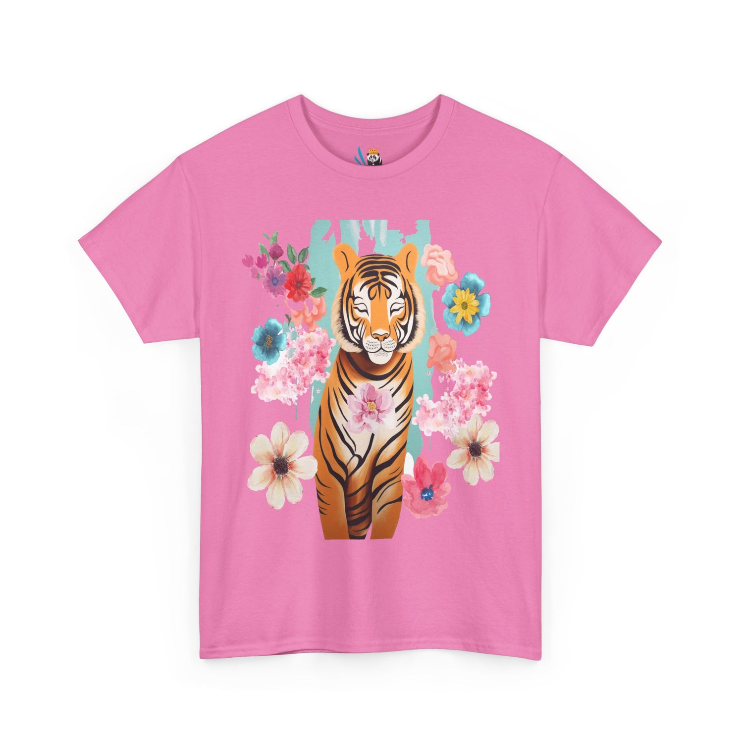 Tiger at Peace in Flowers Heavyweight Unisex Tee