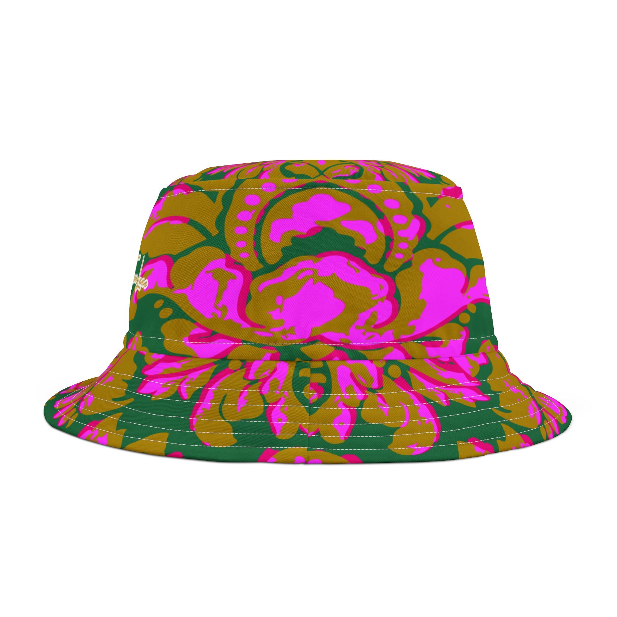 Fleur de Lis in Pink and Green Vibrant Bucket Hat
