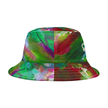 Green Abstract Colorblock Brushstrokes Vibrant Bucket Hat