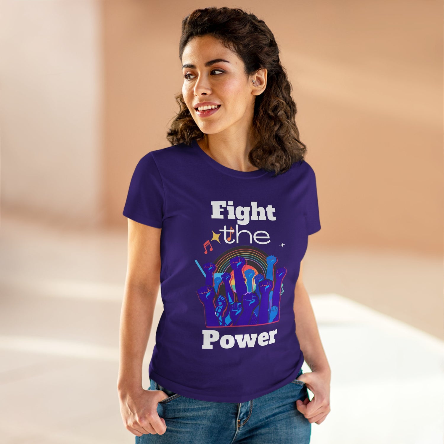 T-Shirt - Fight the Power Hands Raised High Graphic Women&