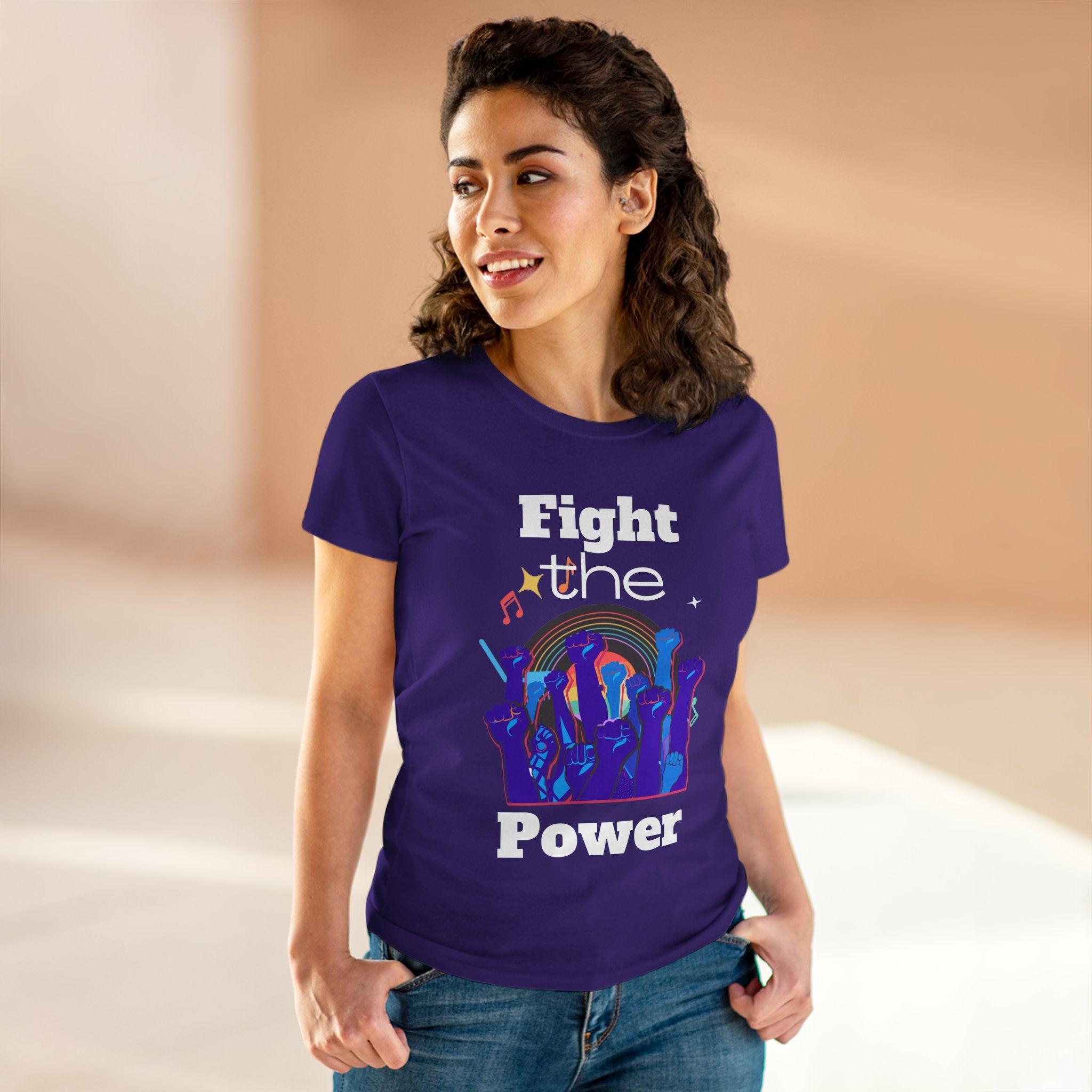T-Shirt - Fight the Power Hands Raised High Graphic Women&
