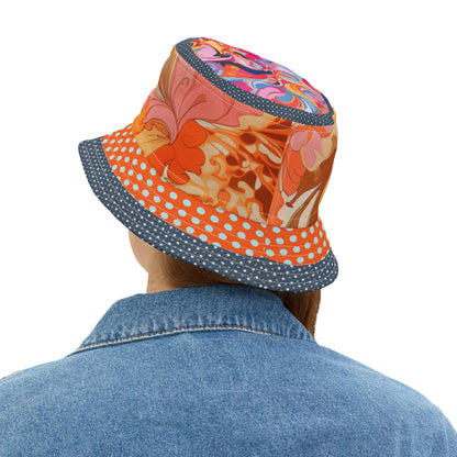 Retro Daisy Marmalade Swirl  Vibrant Bucket Hat