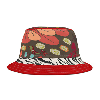 Partridge in a Pear Tree Hippie Floral Vibrant Bucket Hat
