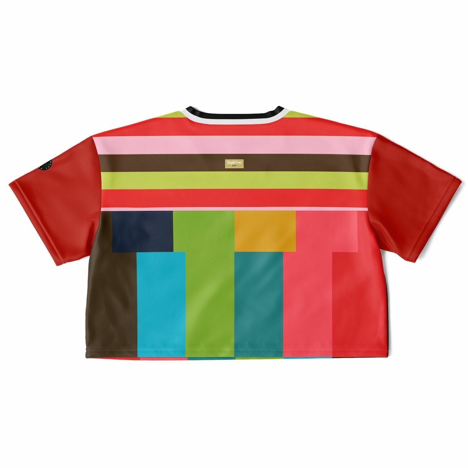 Watermelon Crush Rugby Stripe Eco-Poly V-Neck Crop Jersey